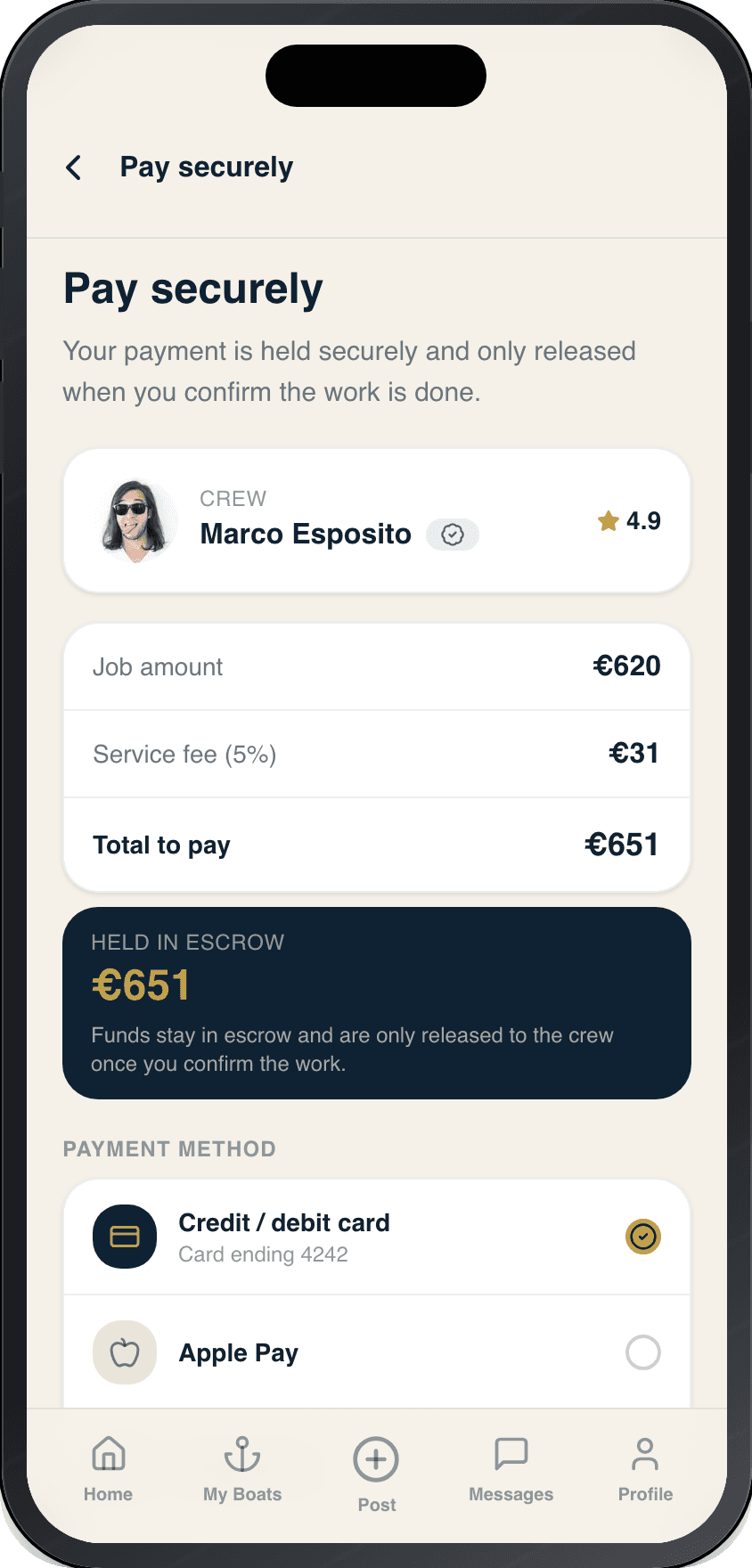 Confirmation & secure payment